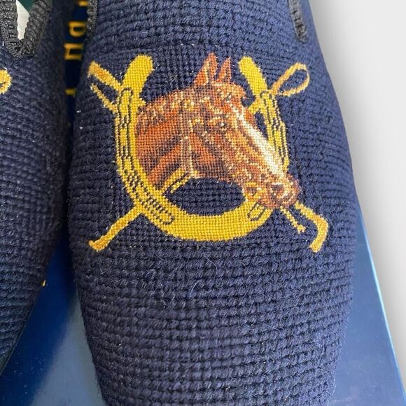 Polo Ralph Lauren Paxton Equestrian Needlepoint Slipper Loafer Mens size 12 New - Picture 9 of 12